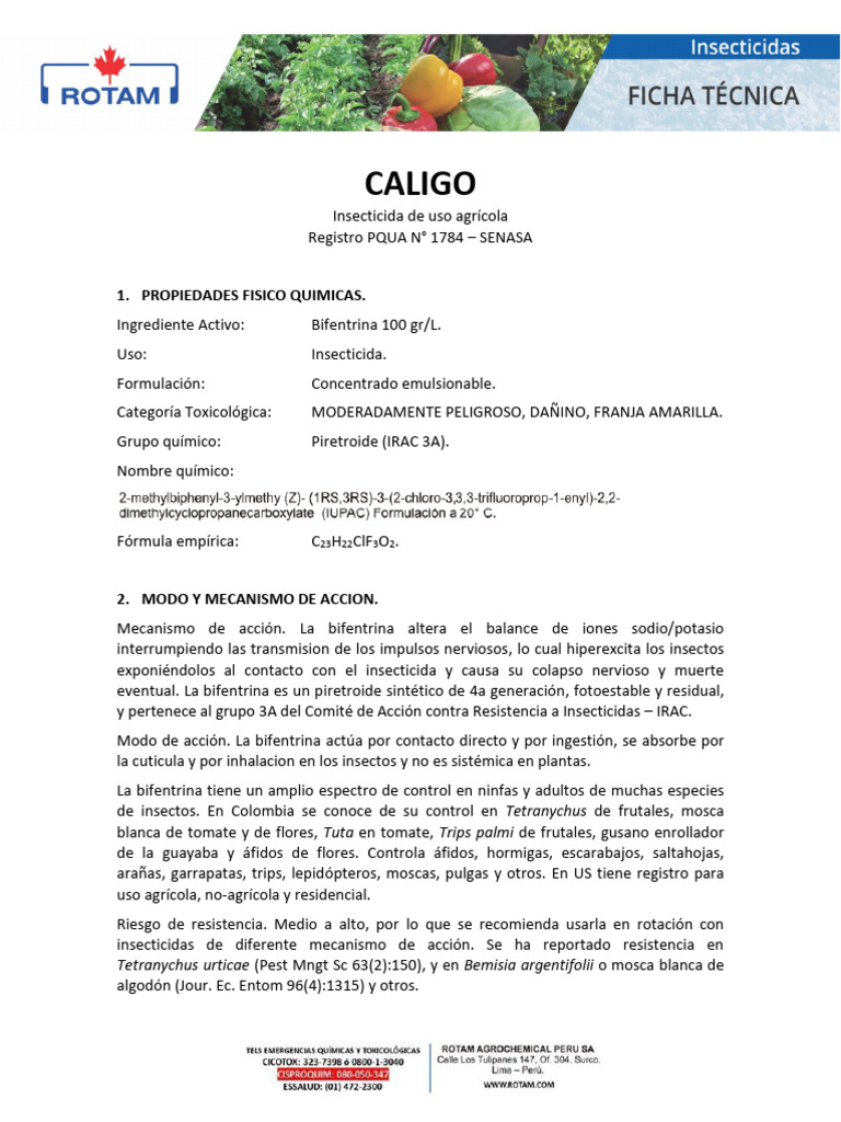 FT Caligo | PDF | Insecticida | Agua