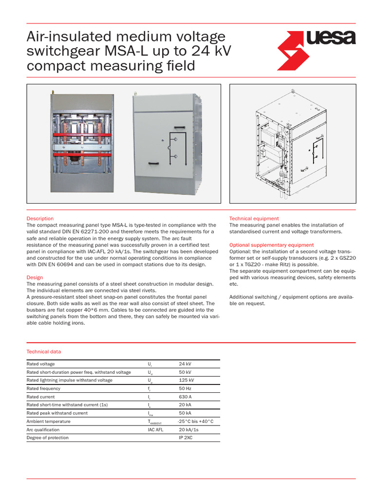 32 en MSA-L Bis 24kV Kompaktes Messfeld Englisch | PDF | Components ...