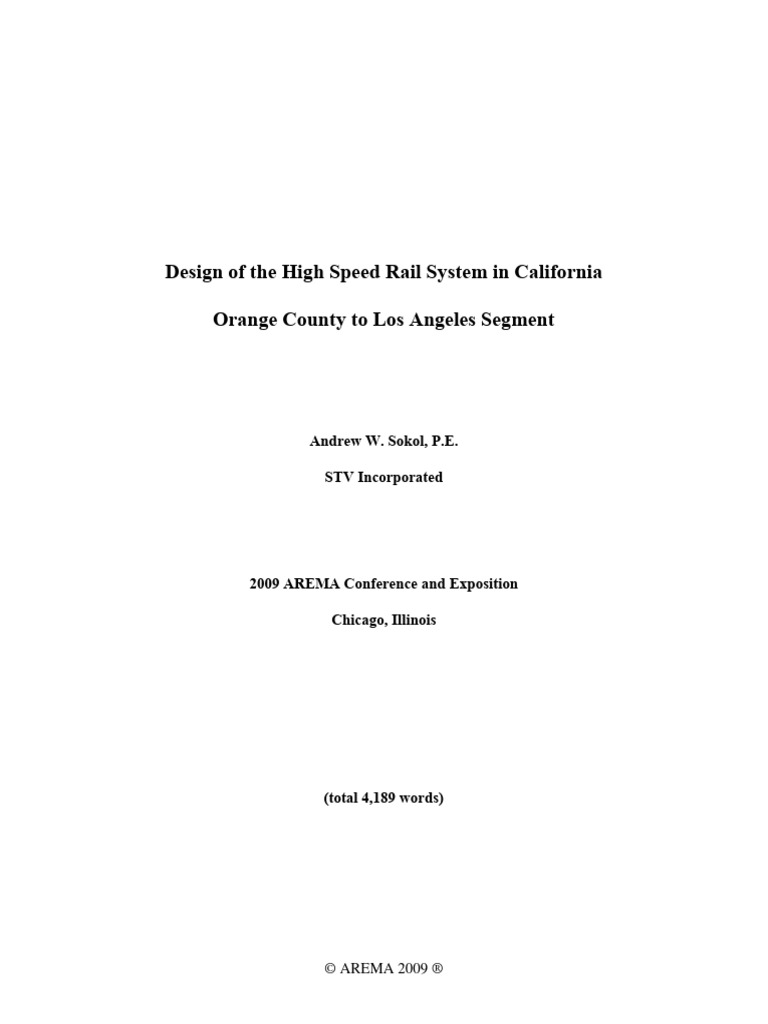 Design of The High Speed Rail System in California-Orange County To LA ...