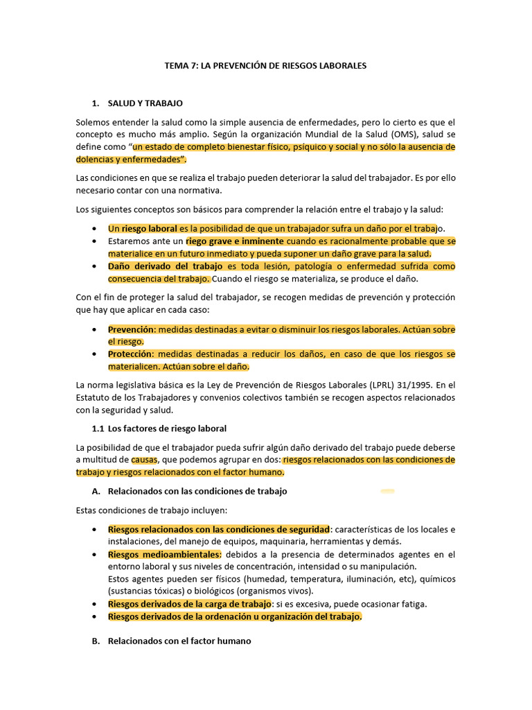 Prevención de Riesgos Laborales | PDF | Seguridad y salud ocupacional ...