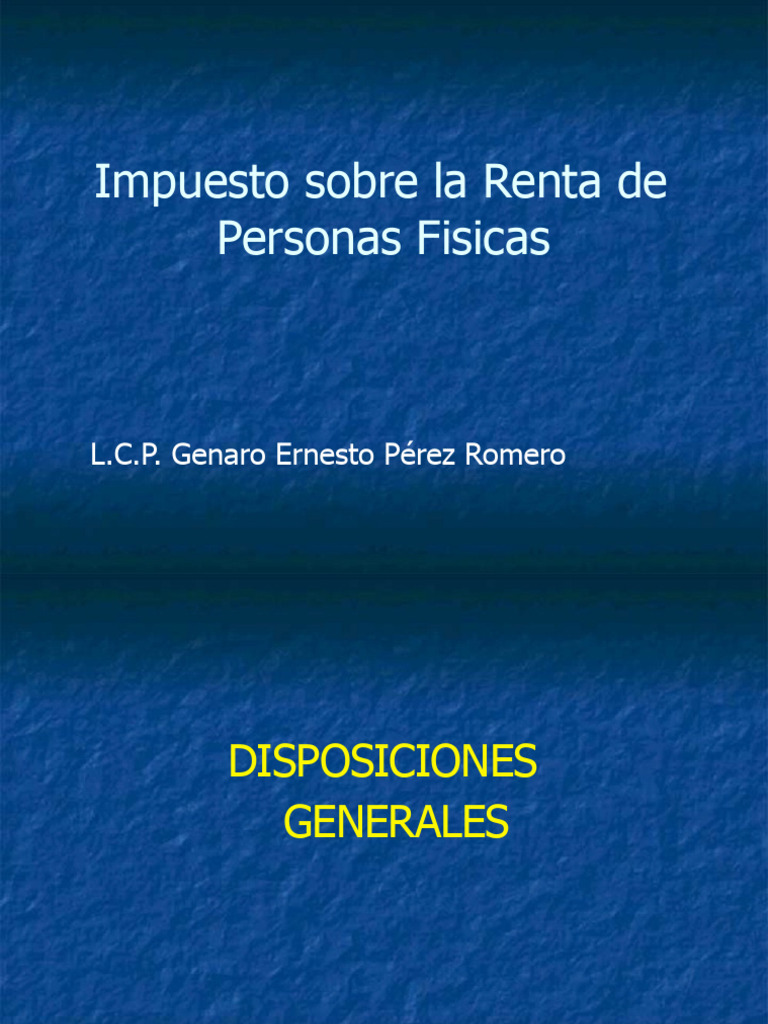 presentacion ley isr pers, fisicas | PDF | Impuesto sobre la renta | Seguro