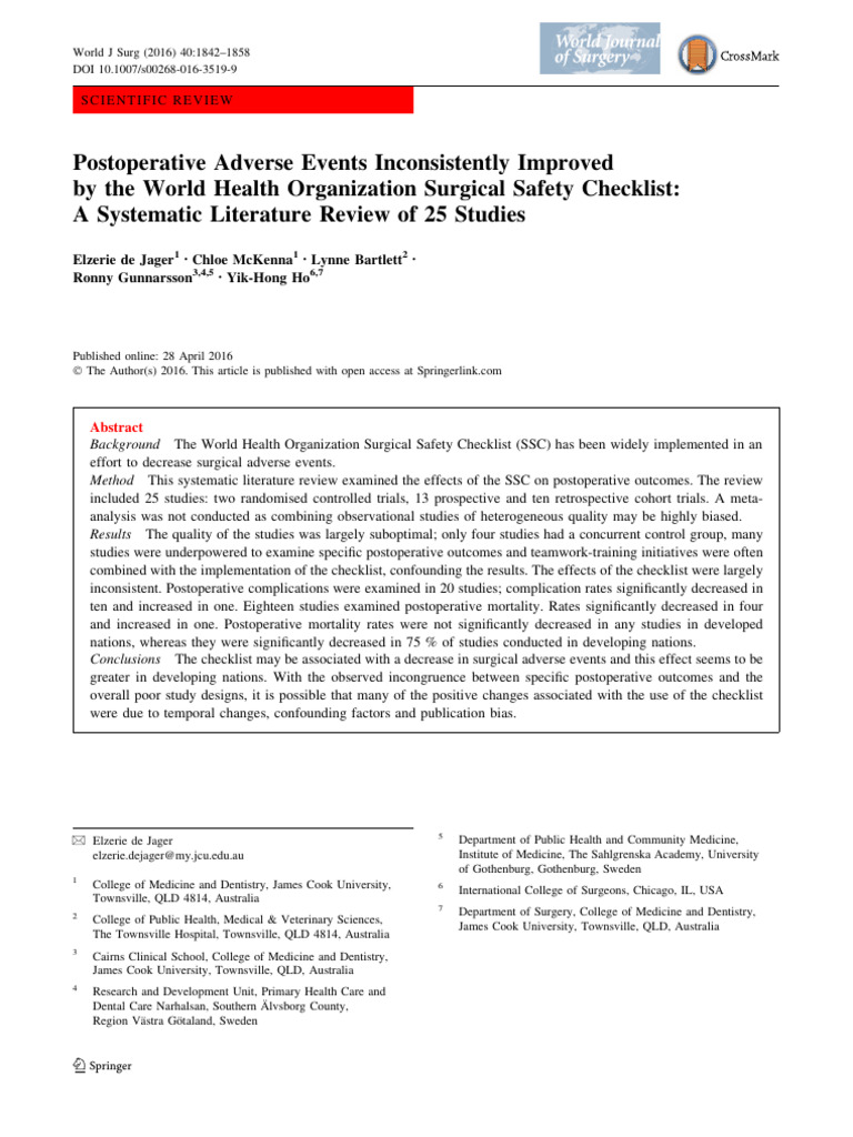 Systematic Review SSC 2 | PDF | Surgery | Systematic Review