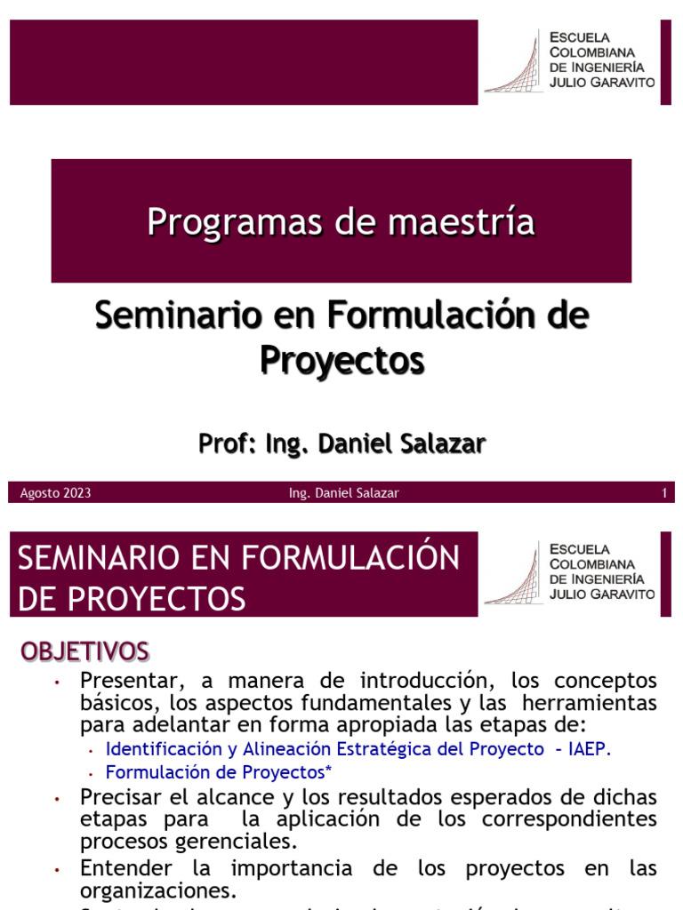 Seminario en Formulación de Proyectos | PDF | Gestión de proyectos ...