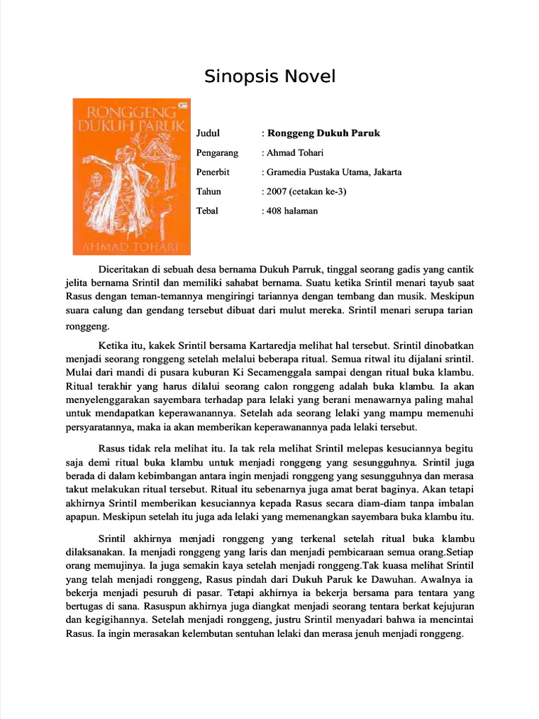 PDF Sinopsis Novel Ronggeng Dukuh Paruk Compress PDF
