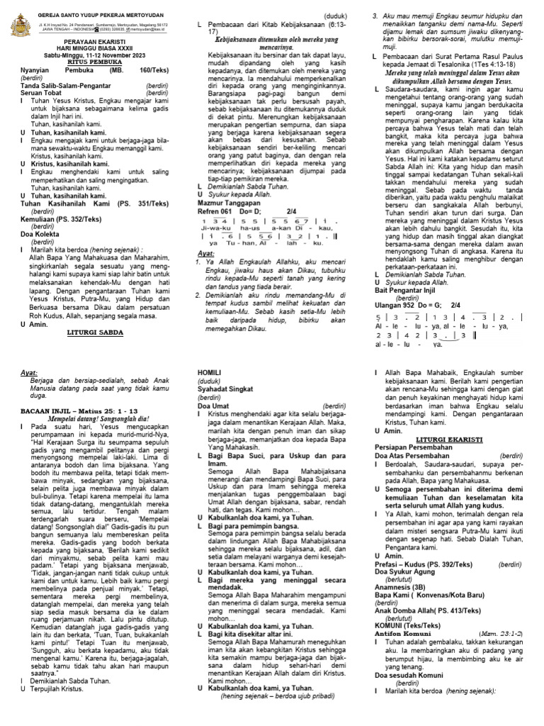 Teks Perayaan Ekaristi 14 Desember 2025, Minggu Biasa Pekan III Adven