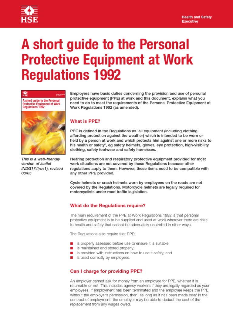 hse...ppe Personal Protective Equipment Employment