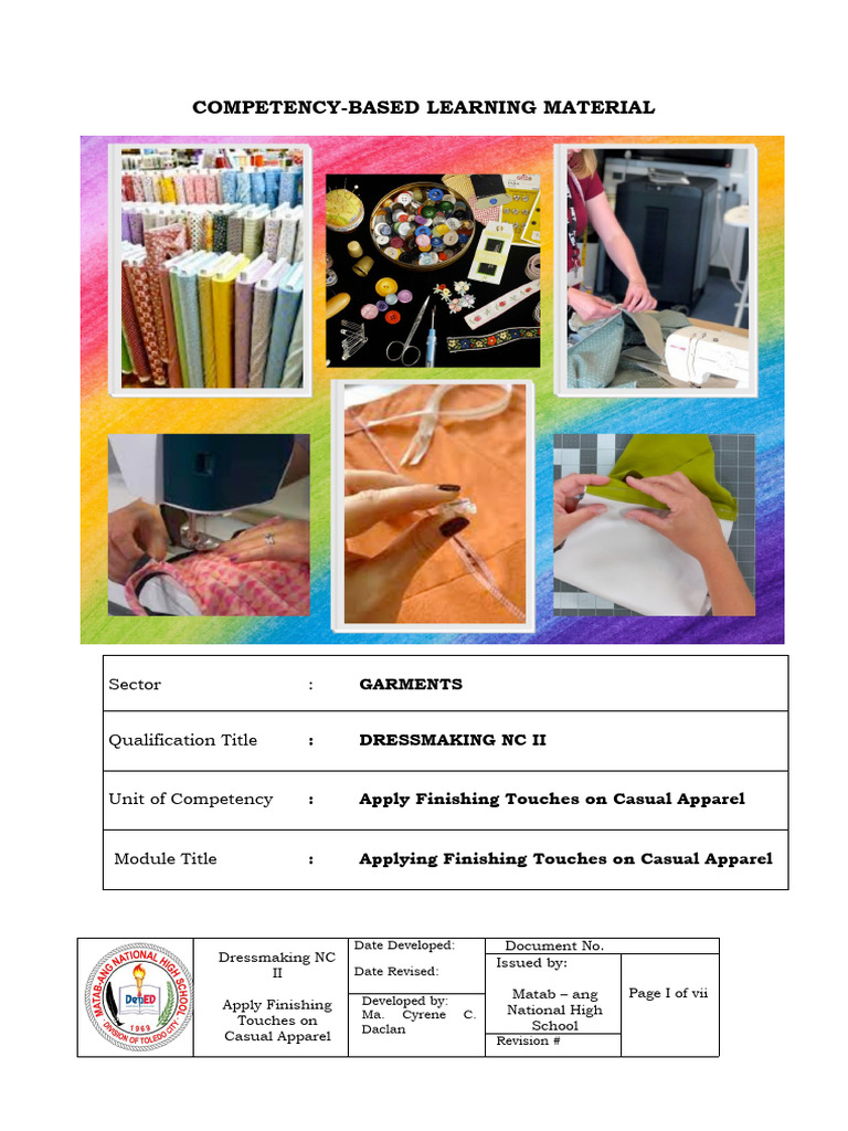 Dressmaking Skills for Students | PDF | Risk | Sewing