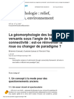 La Géomorphologie Des Bassins-Versants Sous L'angle de La Connectivité - Est-Ce Réinventer La Roue Ou