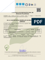 Constancia de Disposición Final de Residuos Peligrosos