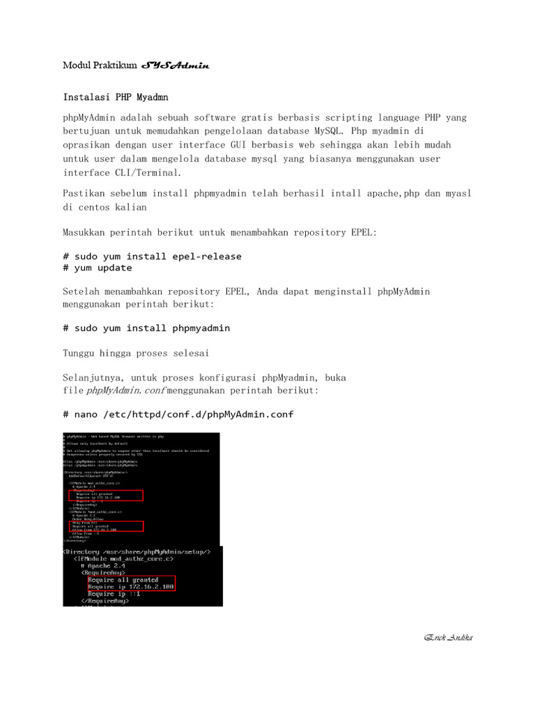 Instalasi dan Konfigurasi phpMyAdmin | PDF
