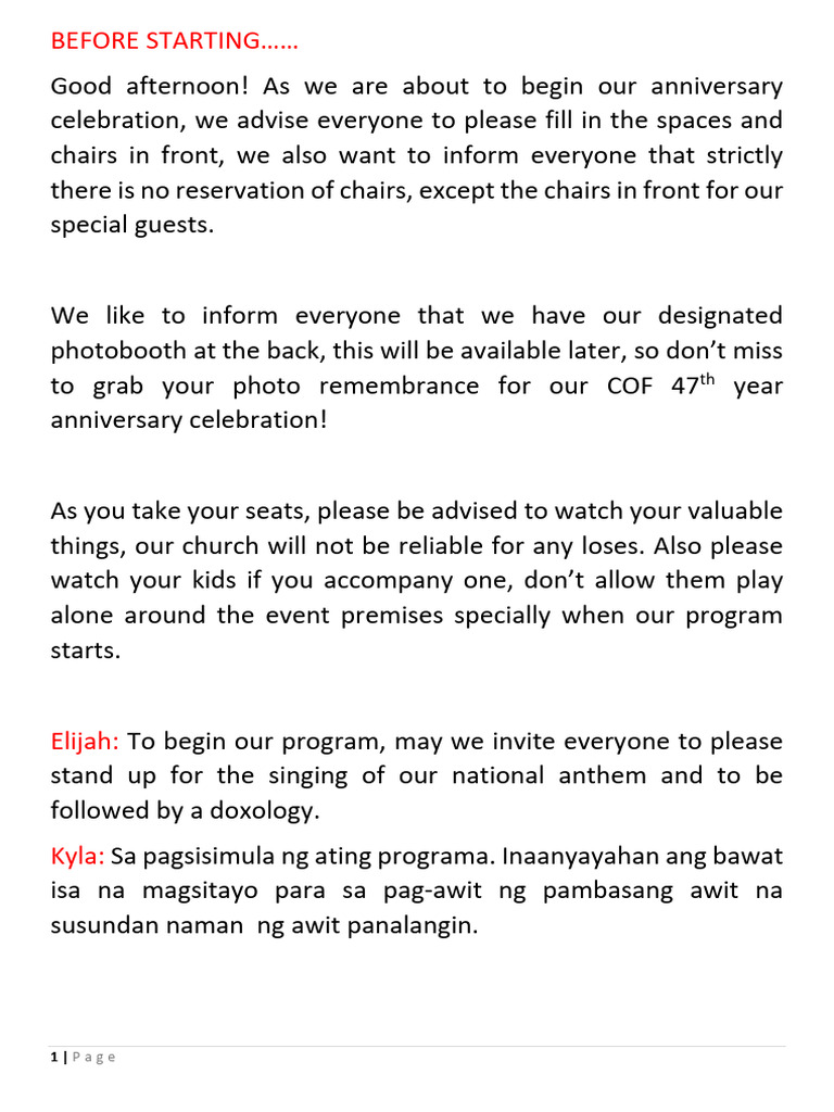 Anniversary script 2023 pdf religious belief and doctrine
