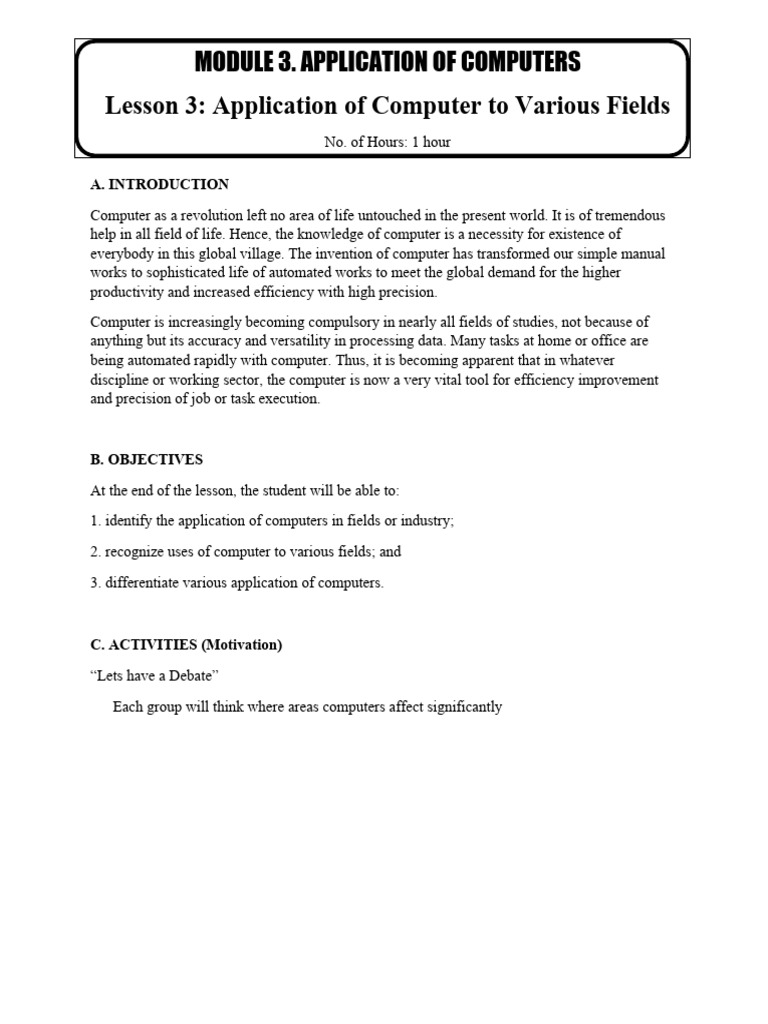 Computer Fundamentals MODULE 3 LESSON 1 | PDF | Simulation | Computer ...