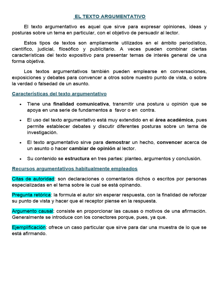 Guía del Texto Argumentativo y Debates | PDF | Verdad | Argumento