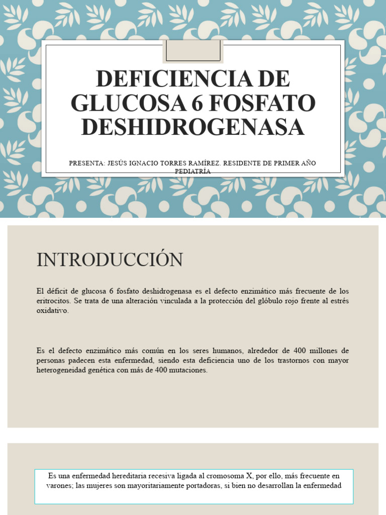 Deficiencia de Glucosa 6 Fosfato Deshidrogenasa | PDF | Nicotinamida ...