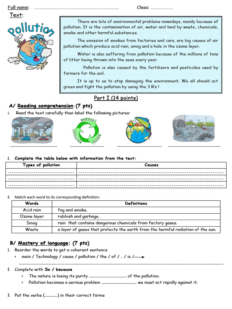 Pollution-Test-Tests - 2 Medio - Keys | PDF | Pollution | Waste