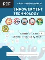 Empowerment Technology: Quarter 1 - Module 4 "Common Productivity Tools"