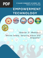 Empowerment Technology: Quarter 1 - Module 2 "Online Safety, Security, Ethics and Etiquette"