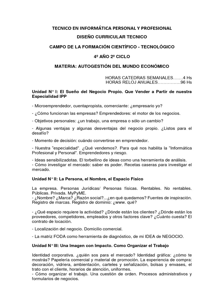 Programa Tecnico en Informática - Autogestion | PDF | Marketing ...