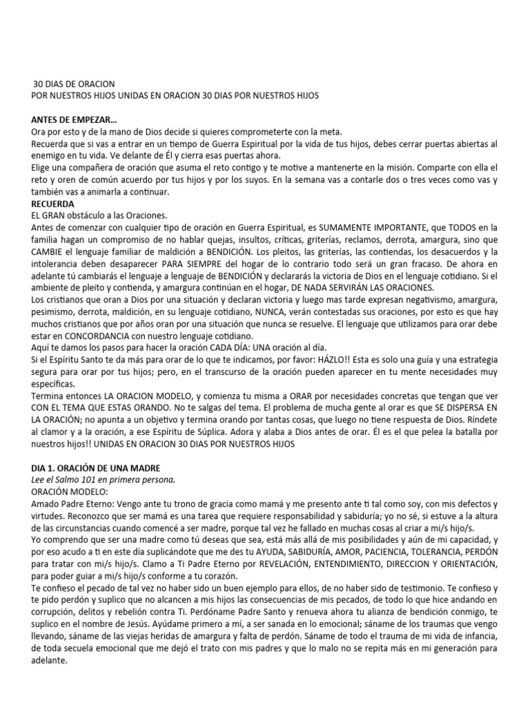 Oración y Consagración por Nuestros Hijos | PDF | Oración | Amor