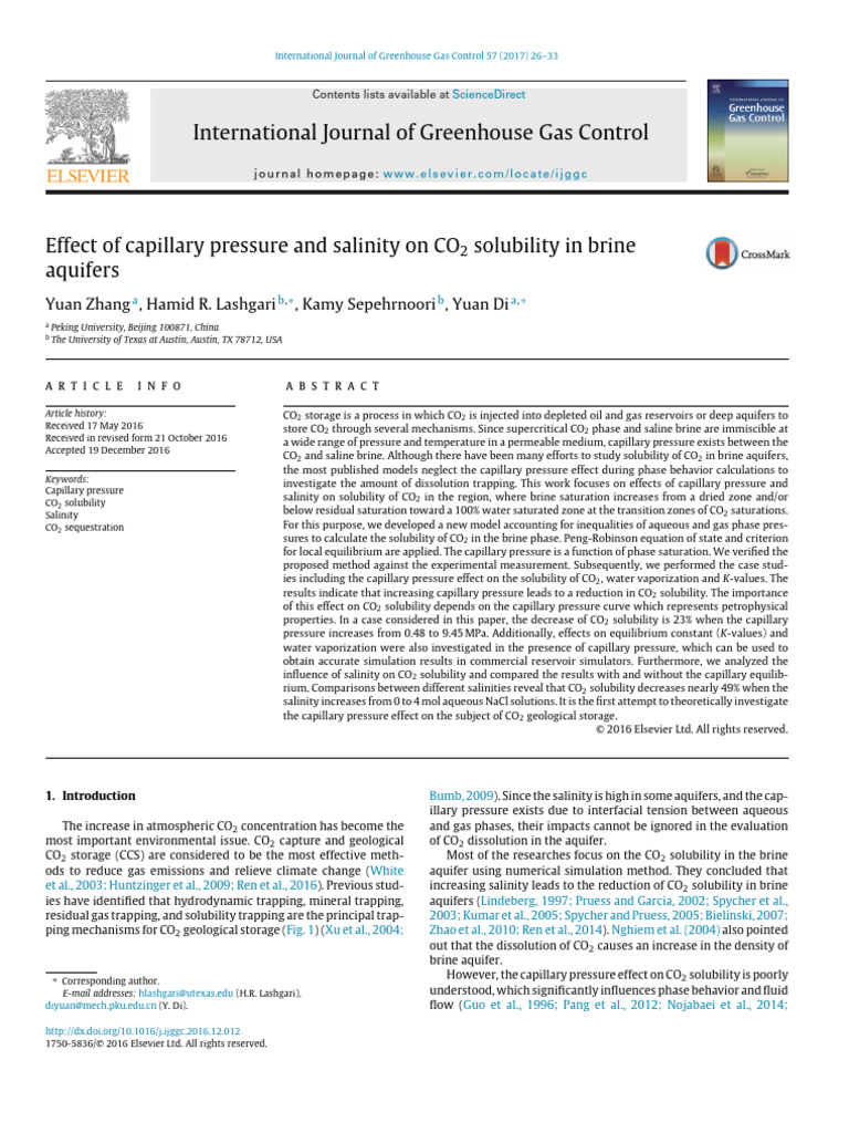 CO2 Solubility in Brine Aquifers | PDF | Solubility | Carbon Dioxide