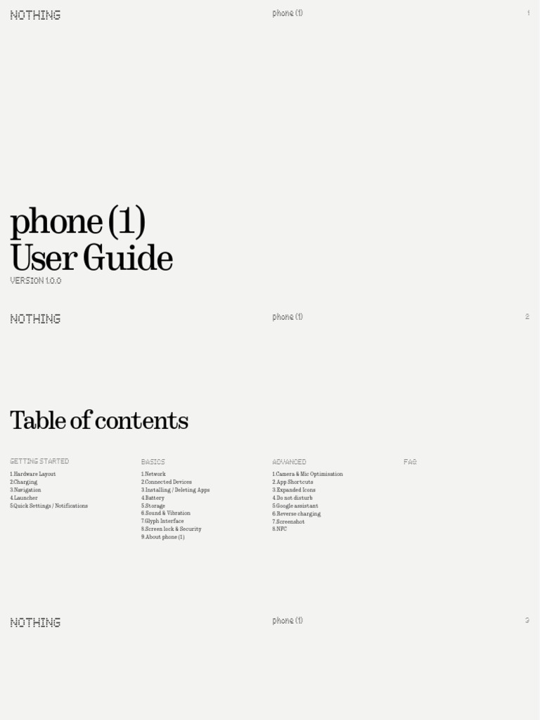 Nothing Phone (1) User Guide PDF Screenshot Icon