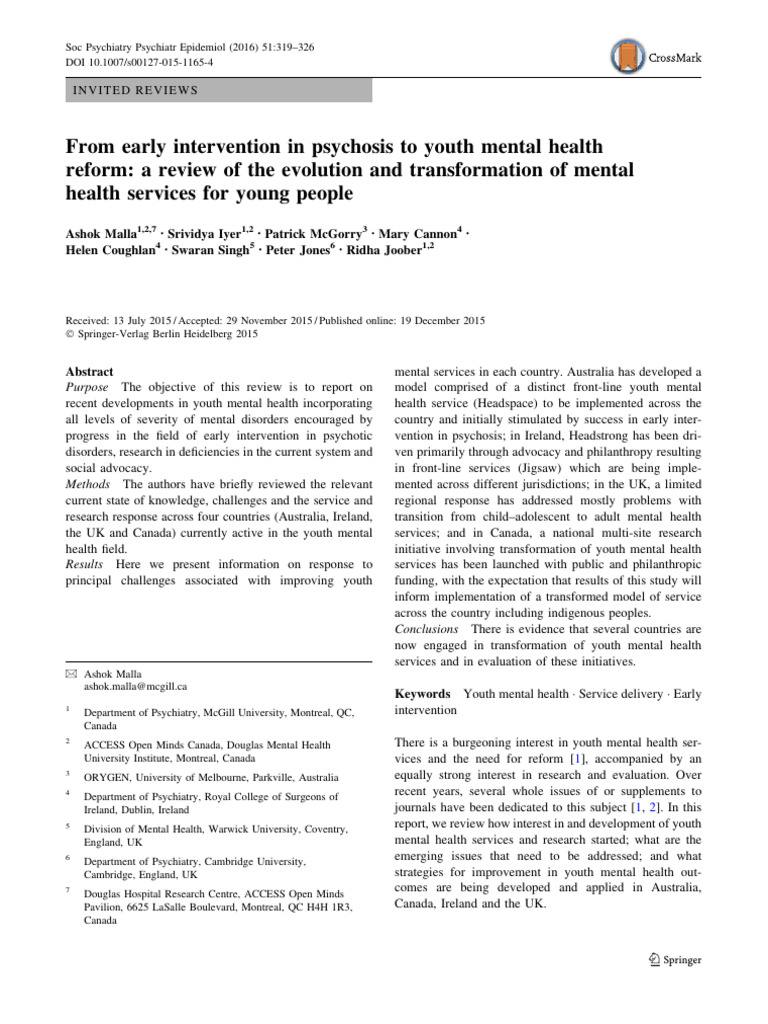 Youth Mental Health Service Reform | PDF | Mental Disorder | Health Care