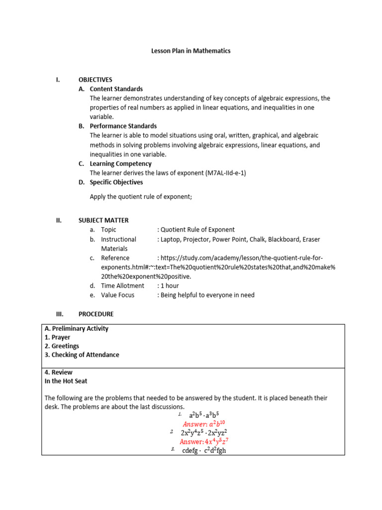 Quotient rule pdf equations learning