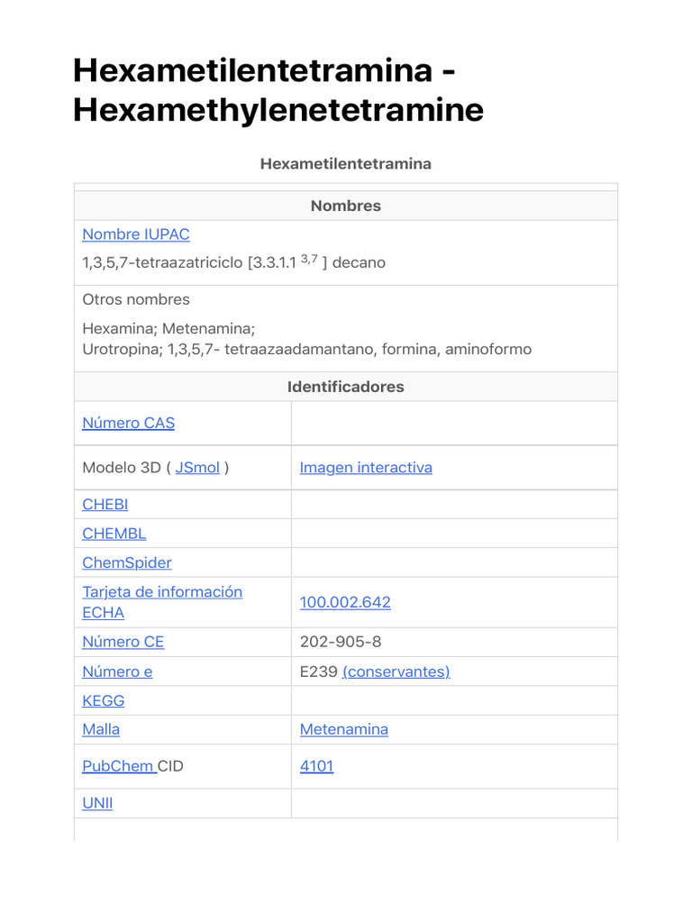 Hexametilentetramina - Hexamethylenetetramine - Qwe - Wiki | PDF ...