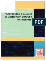 Resumen "ELECTRÓNICA II: ANÁLISIS DE DISEÑO CON DIODOS Y TRANSISTORES"