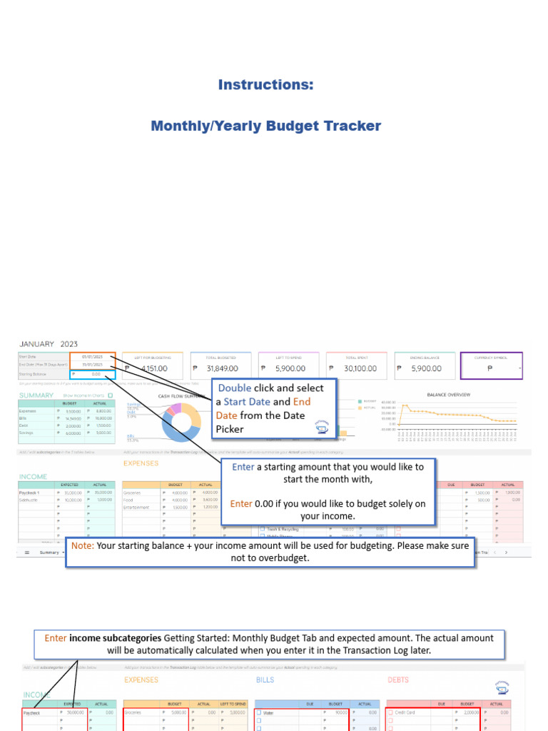 Budget Tracker Instructions | PDF | Budget | Economies