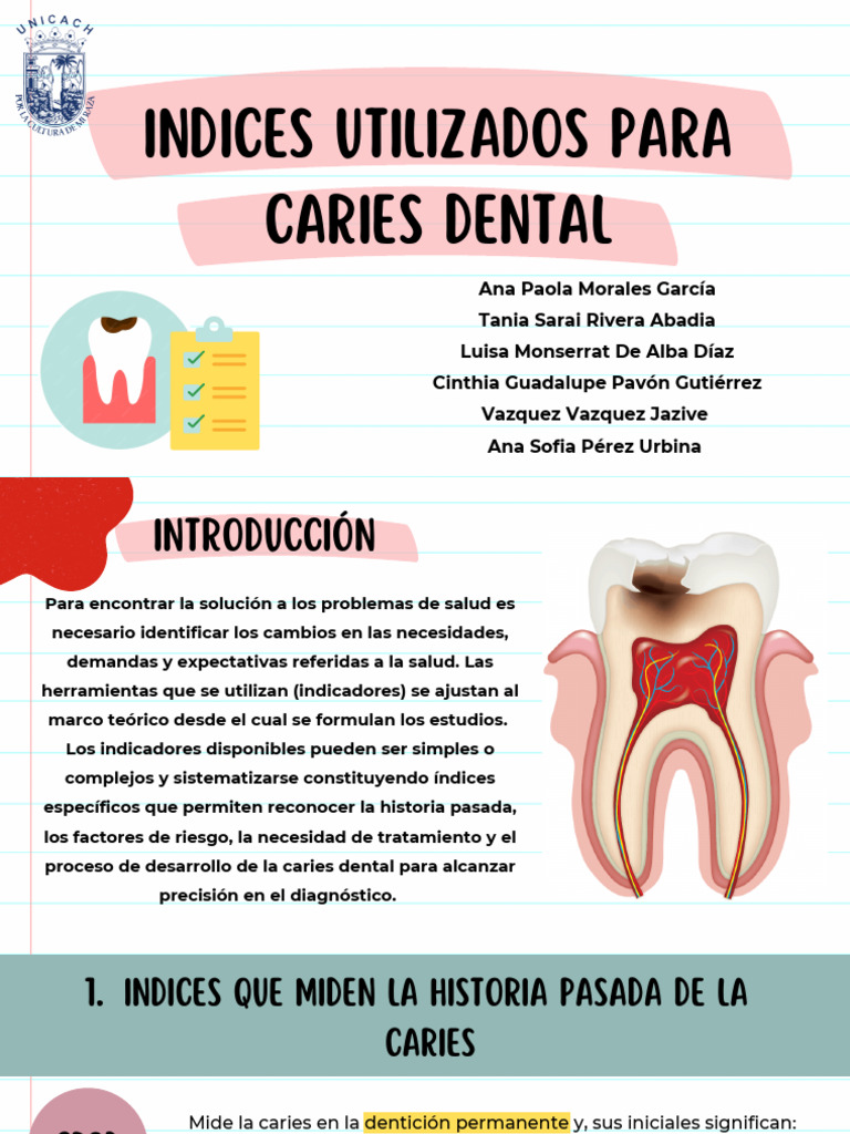 Indices Utilizados para Caries Dental PDF Epidemiología Diente