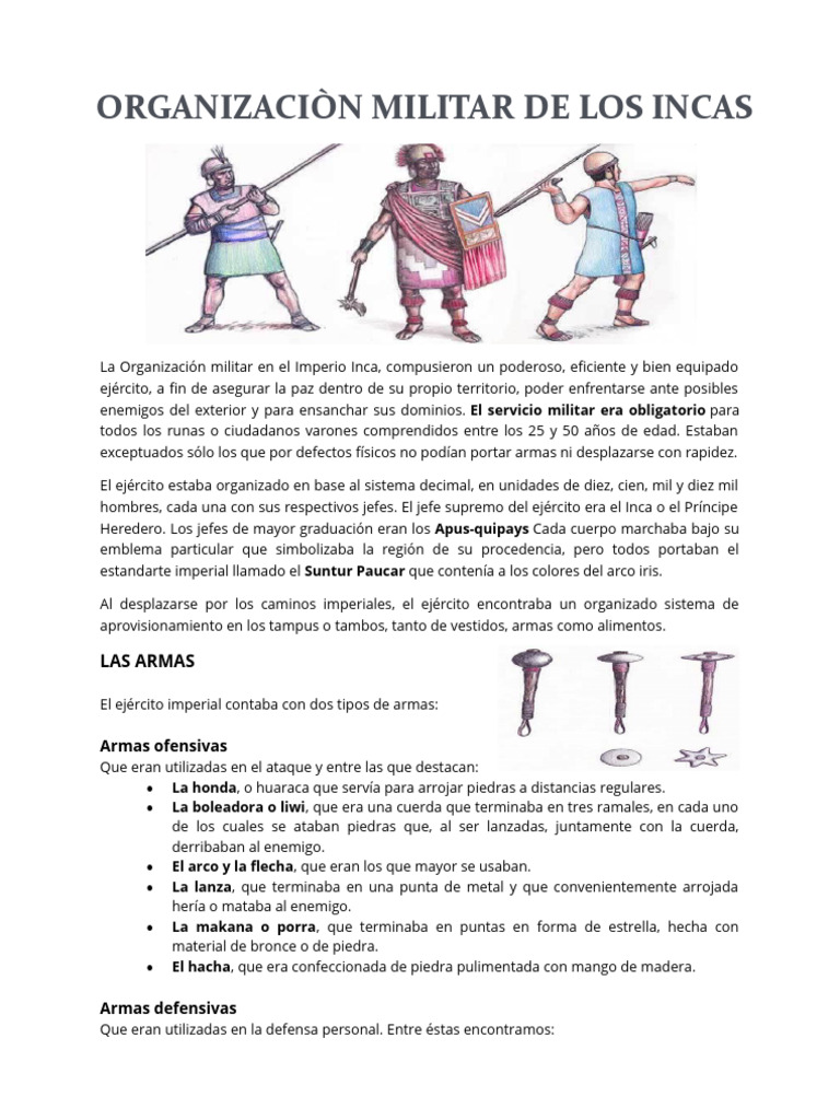 Organización militar del Imperio Inca | PDF | Imperio Inca