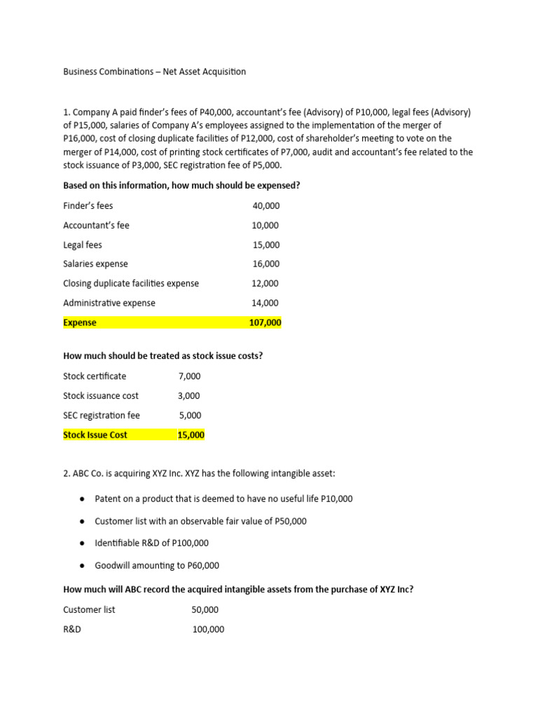 Goodwill Calculation in Acquisitions | PDF | Goodwill (Accounting ...