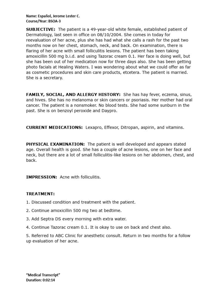 Medical Transcript PDF