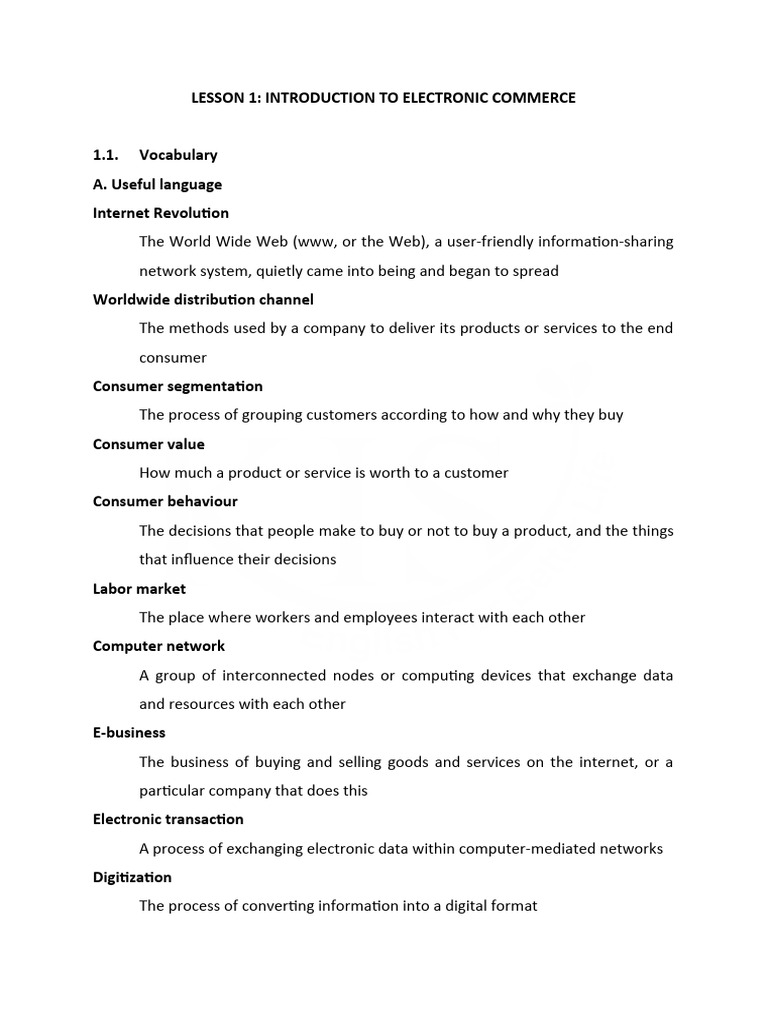 Lesson 1 Download Free Pdf E Commerce Computer Network