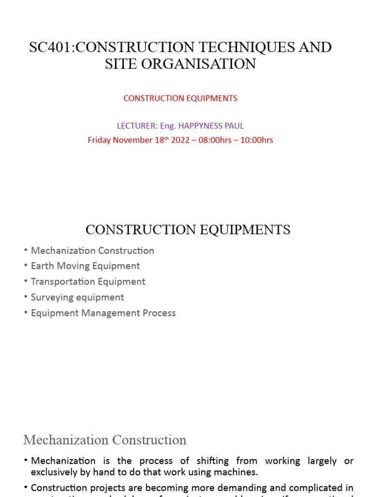 Construction Equipment Overview | PDF | Loader (Equipment) | Crane ...