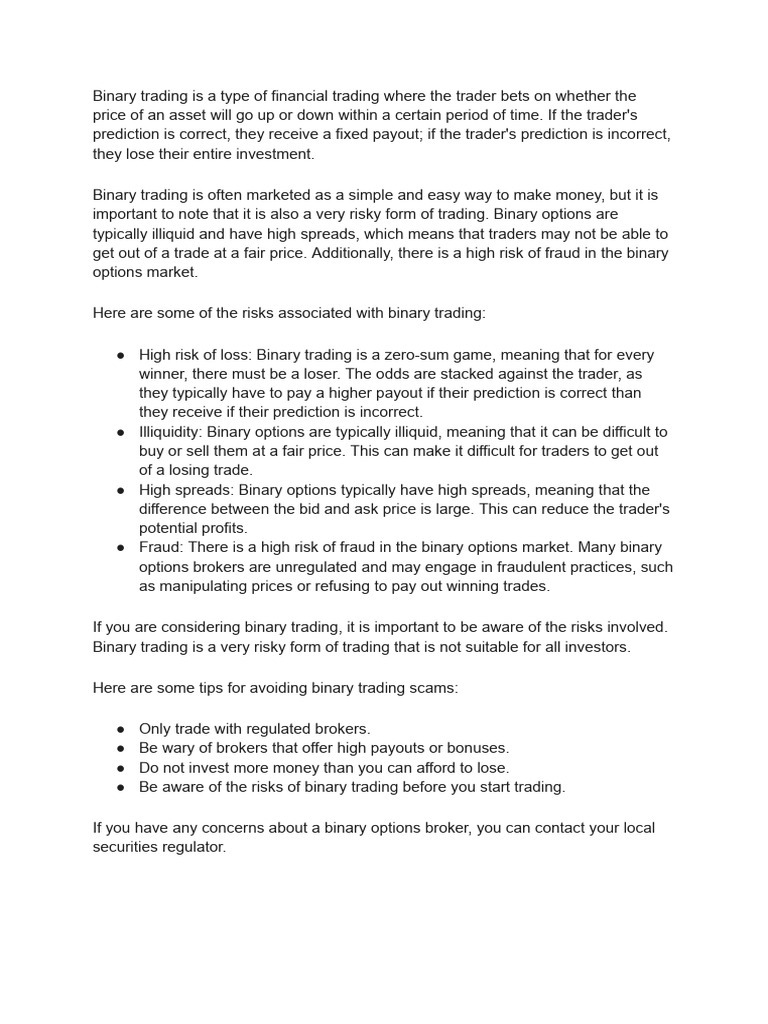 Binary Trading | PDF