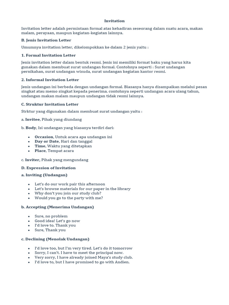 Invitation Kelas 8 PDF