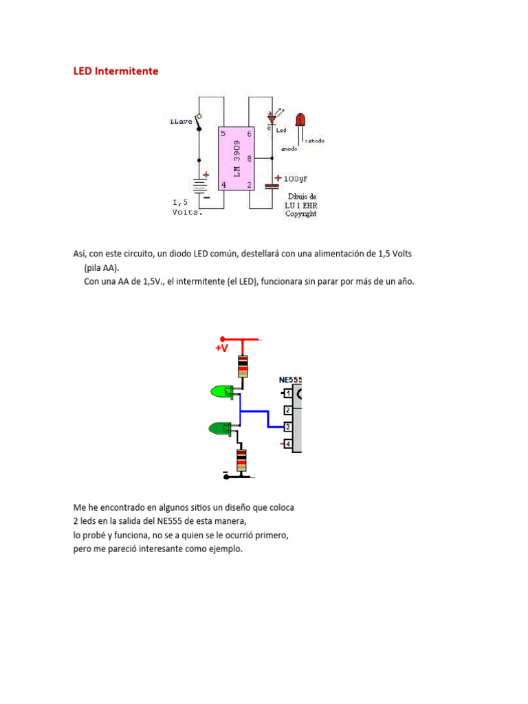LED Intermitente Con LM555 y LM3909 | PDF | Hogar, jardinería y bricolaje