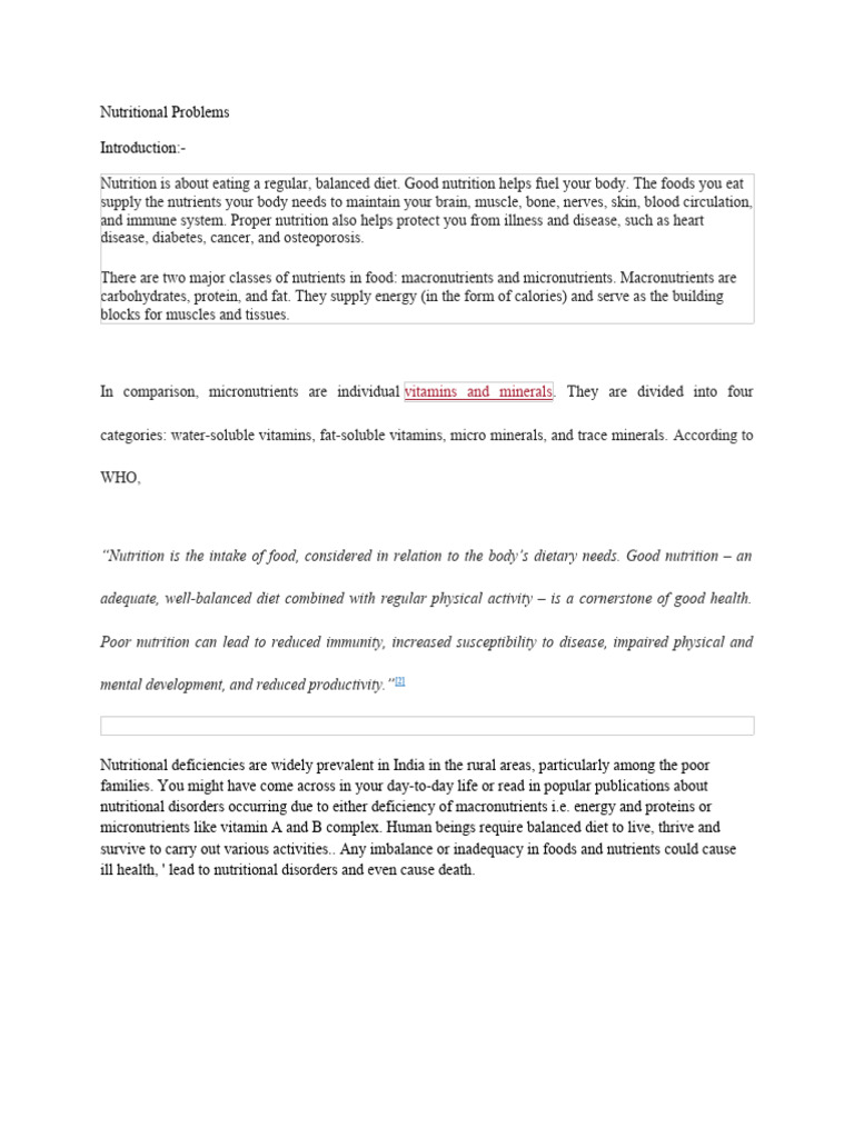 Nutritional Deficiencies and Health Issues | PDF | Human Nutrition ...
