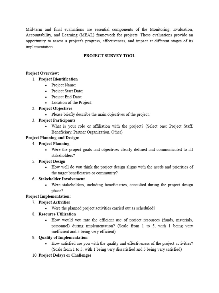 PROJECT EVALUATION TOOLS PDF Data Analysis Evaluation