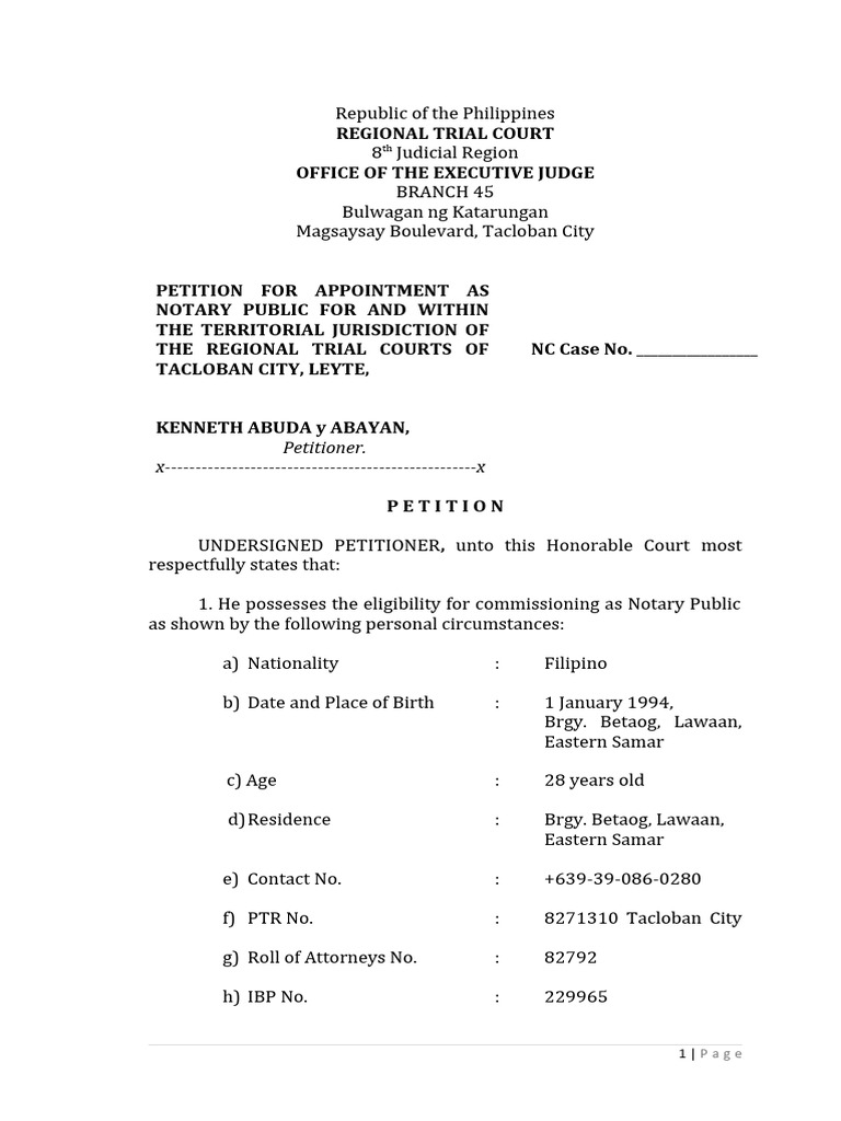 Petition for Notary Public Appointment | PDF | Notary Public | Justice