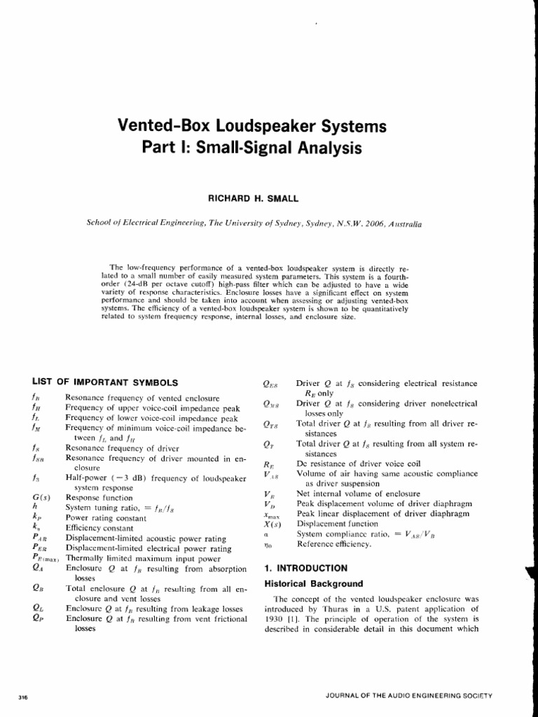 Smalls Vented Box Article 1 | PDF