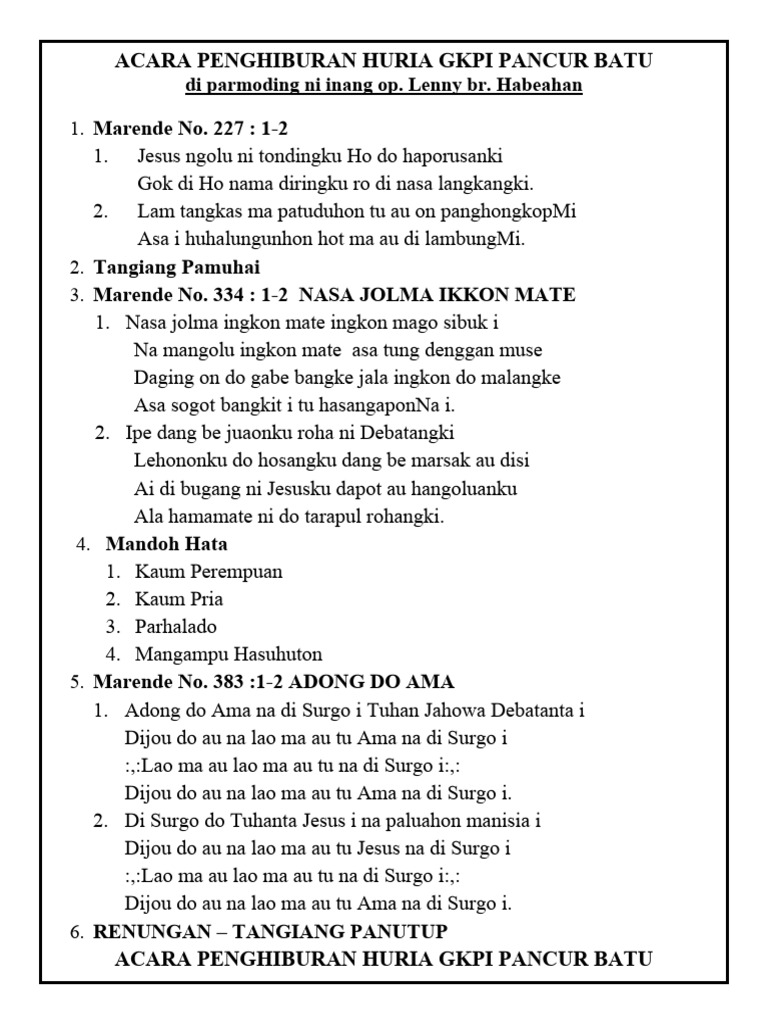 Acara Penghiburan Pdf