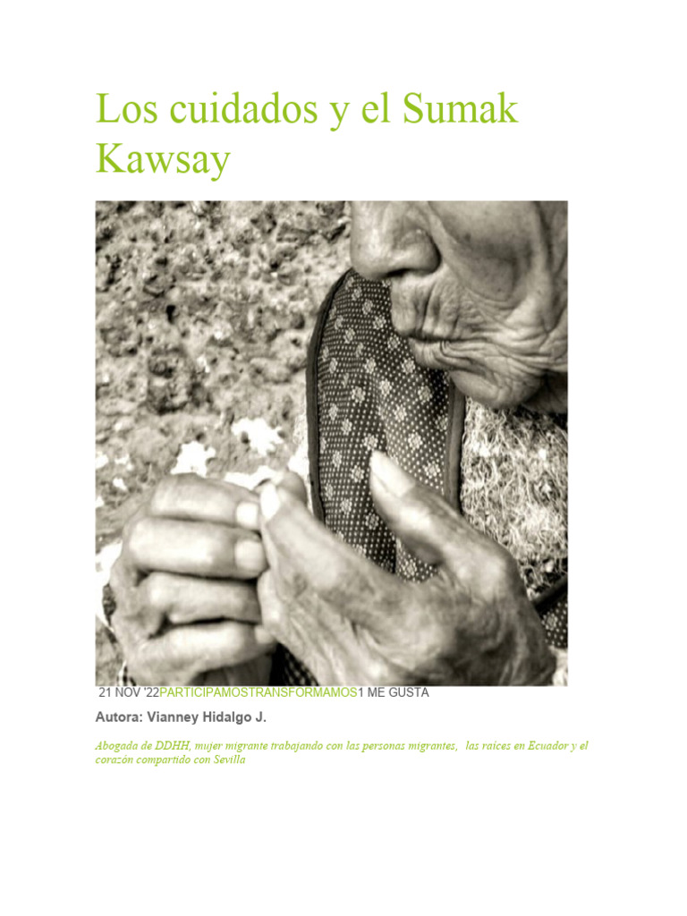 Los Cuidados y El Sumak Kawsay PDF