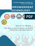 Empowerment Technology: Quarter 2 - Module 7 "The Nature and Purposes of Online Platforms and Applications"