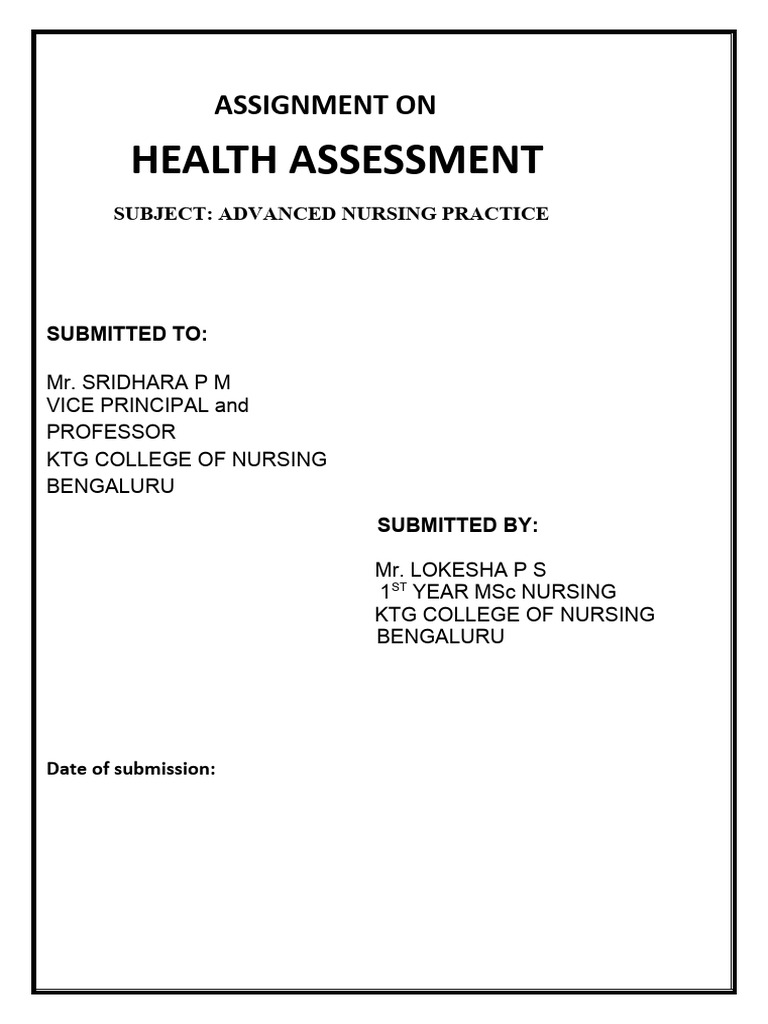 Health Assessment Assignment Introduction