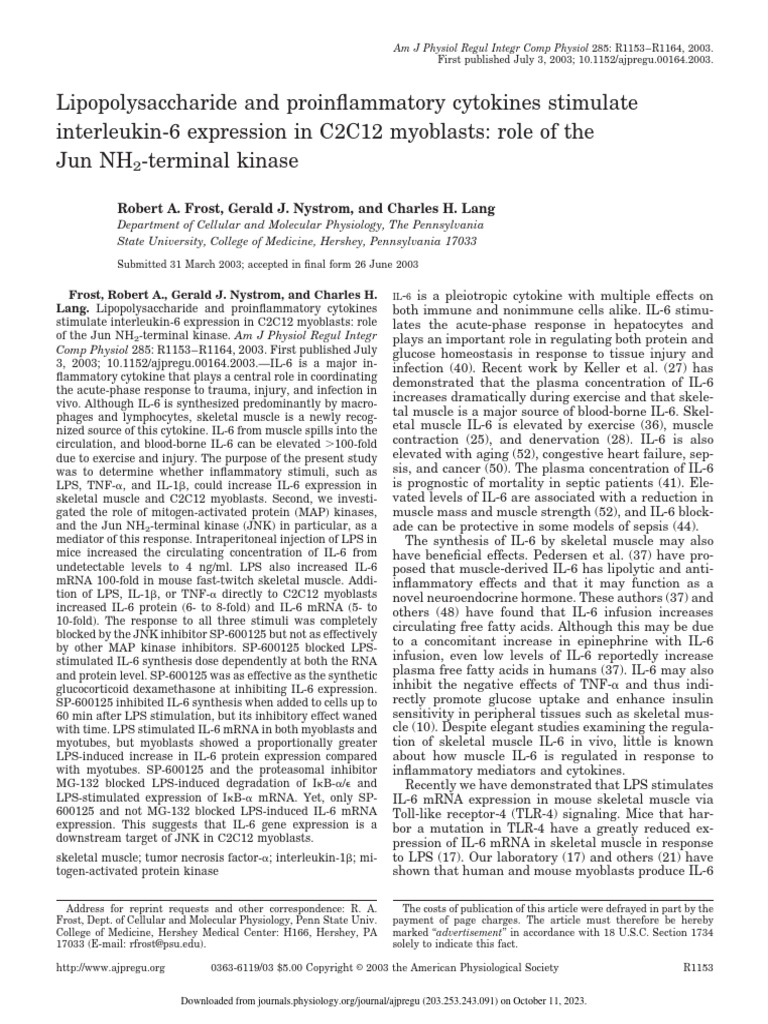 Mouse Muscle LPS Injection | PDF | Interleukin 6 | Skeletal Muscle