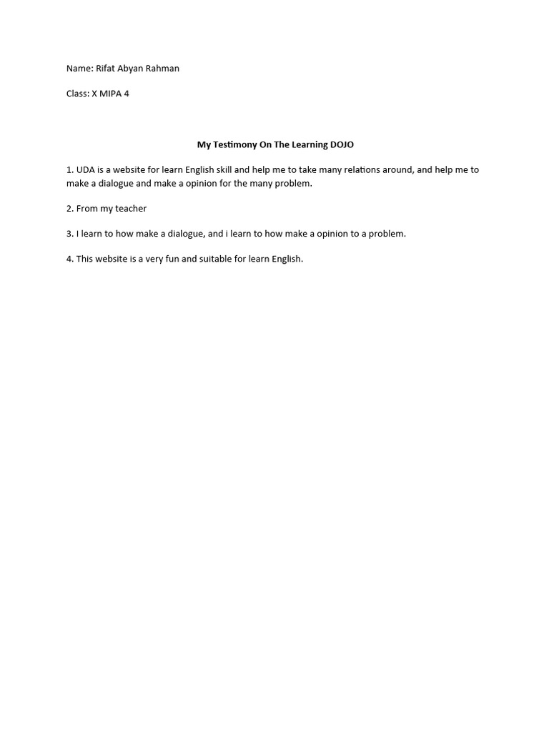 Rifat abyan rahman testimony dojo pdf