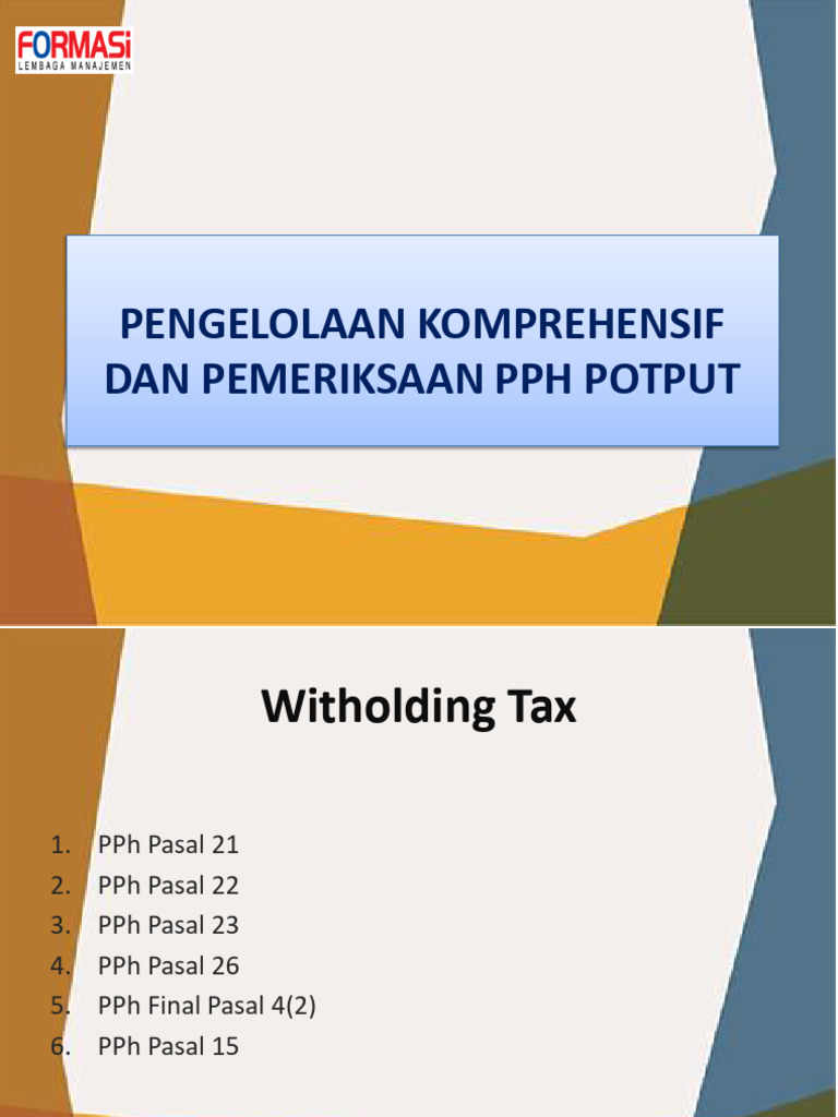 Panduan Lengkap Pph Potput Dan Wht Pdf